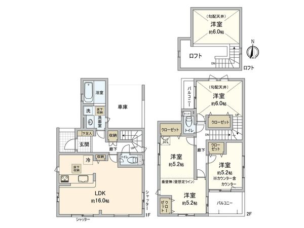 草加市吉町2丁目 新築戸建 間取図(平面図)