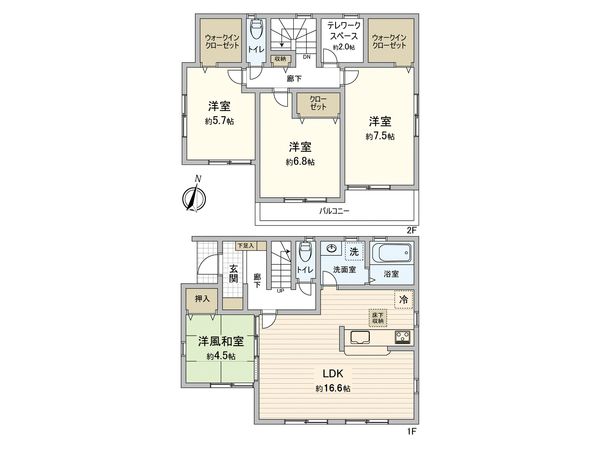 草加市草加3丁目 新築戸建8号棟 間取図(平面図)