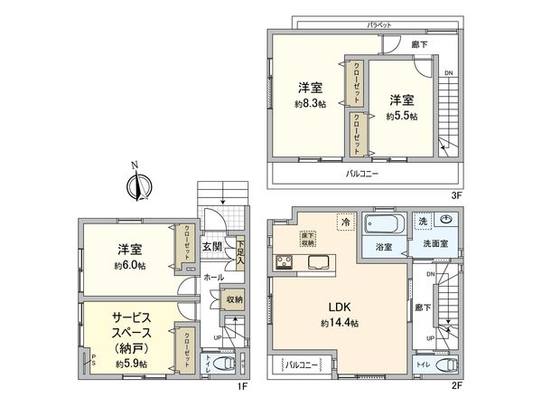 越谷市蒲生愛宕町 戸建 間取図(平面図)