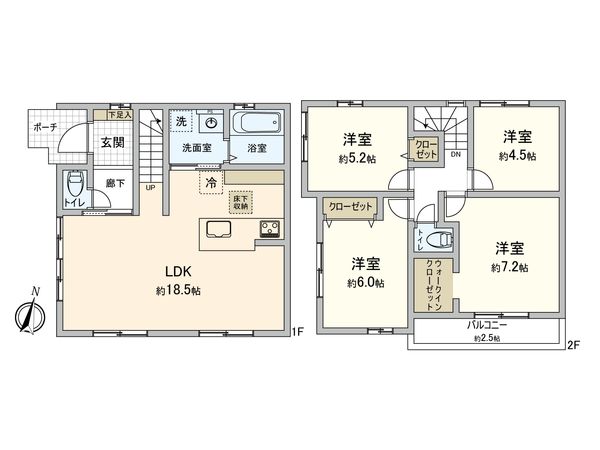 草加市旭町5丁目 新築戸建 間取図(平面図) 草加市旭町5丁目 新築戸建 間取図(平面図)