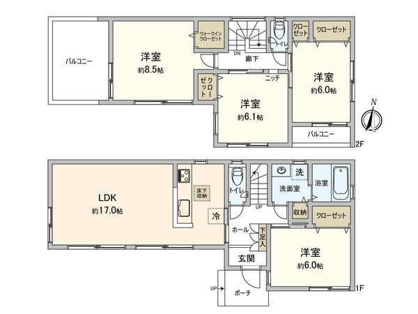 草加市花栗1丁目 戸建 間取図(平面図)