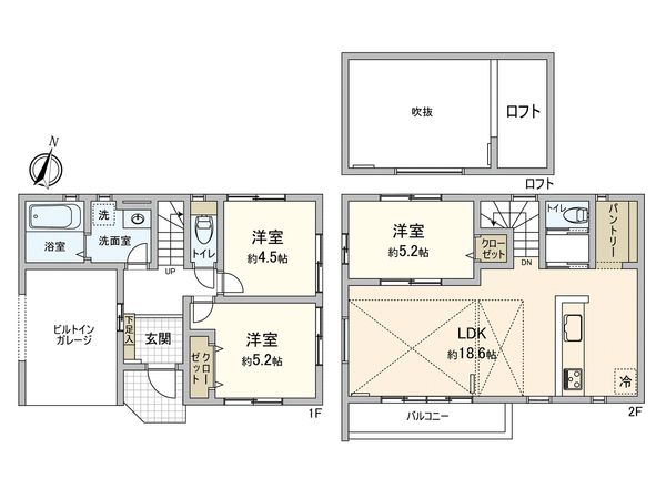 草加市清門3丁目 新築戸建 間取図(平面図) 草加市清門3丁目 新築戸建 間取図(平面図)