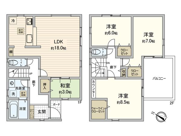 八潮市大字南川崎 新築戸建 間取図(平面図) 八潮市大字南川崎 新築戸建 間取図(平面図)