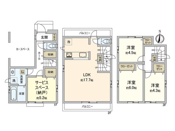 草加市氷川町 新築戸建 間取図(平面図)