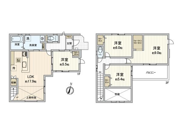 草加市中根2丁目 新築戸建 間取図(平面図) 草加市中根2丁目 新築戸建 間取図(平面図)