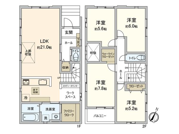 八潮市大字鶴ケ曽根 新築戸建 間取図(平面図) 八潮市大字鶴ケ曽根 新築戸建 間取図(平面図)