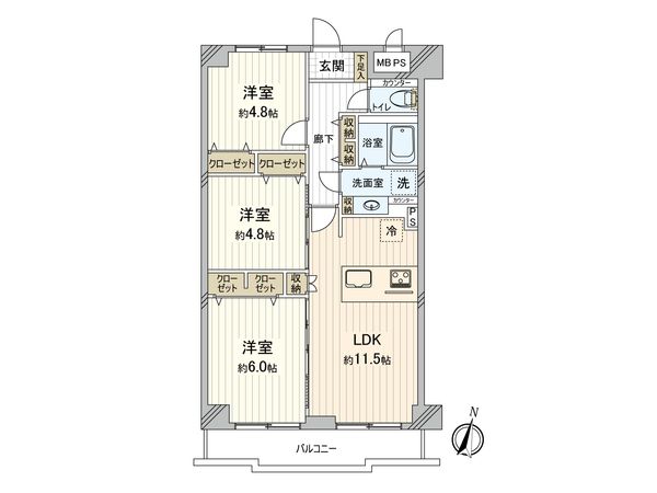 ライオンズマンション草加第二 間取図(平面図) ライオンズマンション草加第二 間取図(平面図)