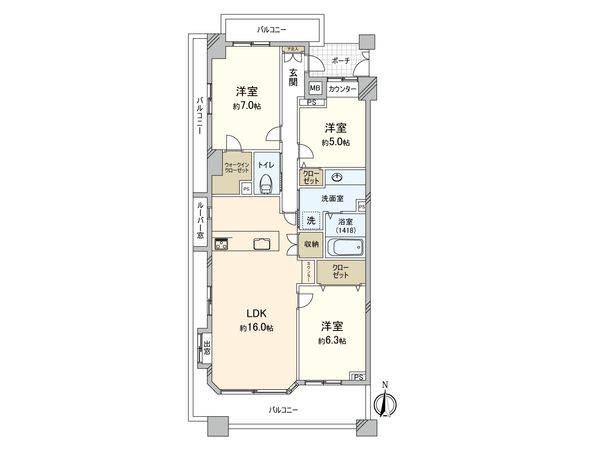 レクセルマンション草加第3 間取図(平面図) レクセルマンション草加第3 間取図(平面図)