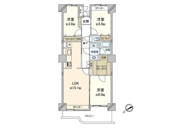 谷塚コリーナ・ライオンズタワー谷塚 間取図(平面図)