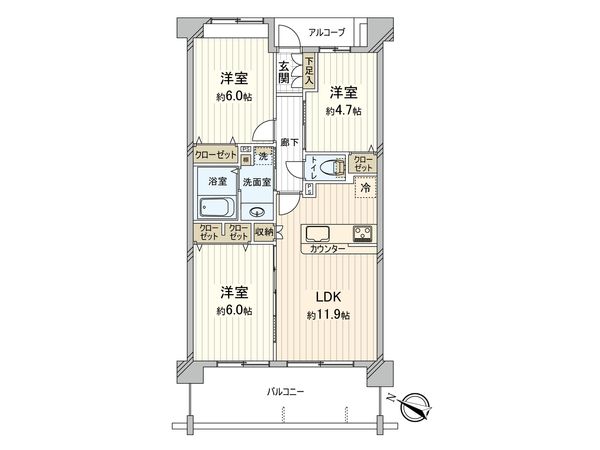 ライオンズグローベル谷塚リアルレジデンス 間取図(平面図)