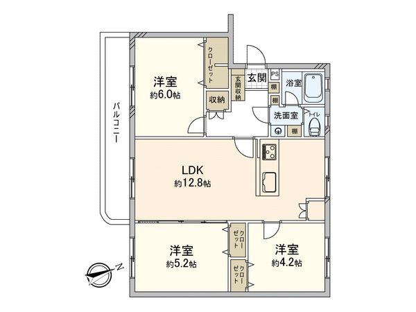 十條草加マンションB棟 間取図(平面図) 間取図(平面図)