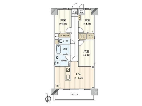 ライオンズマンション谷塚駅前 間取図(平面図) 間取図(平面図)