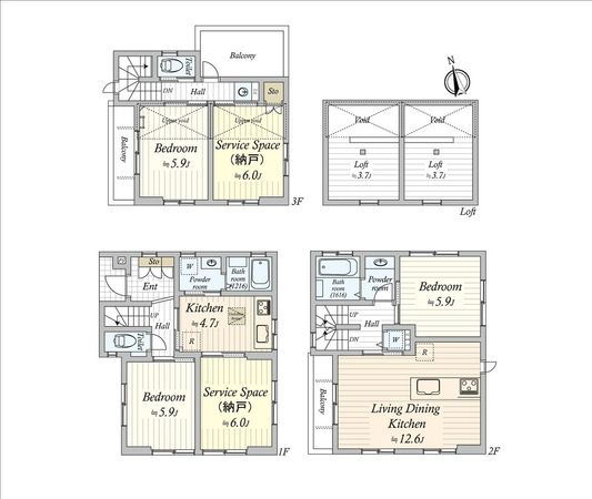 品川区東中延一丁目 戸建 間取図(平面図)