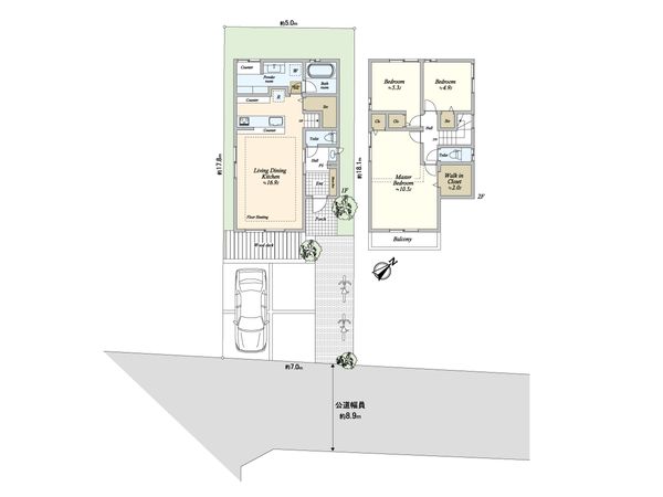 市ヶ尾町 戸建 2号棟 間取図(平面図) 市ヶ尾町 戸建 2号棟 間取図(平面図)