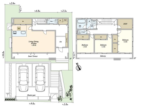荏田西2丁目 新築戸建 間取図(平面図) 荏田西2丁目 新築戸建 間取図(平面図)