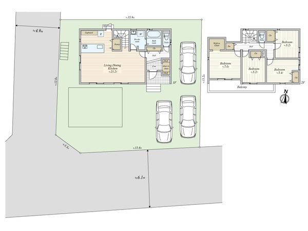 大場町 新築戸建 間取図(平面図) 大場町 新築戸建 間取図(平面図)