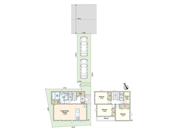 荏田西5丁目 新築戸建 2号棟 間取図(平面図)
