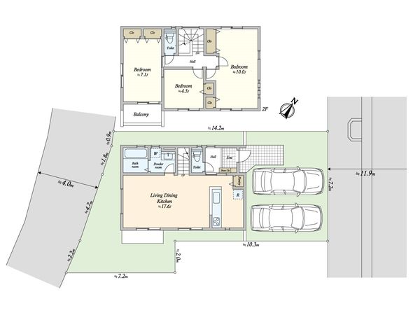 大場町 新築戸建 D棟 間取図(平面図) 大場町 新築戸建 D棟 間取図(平面図)