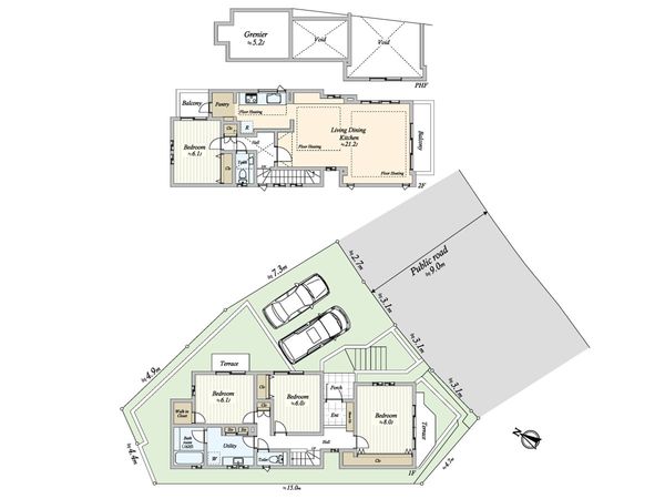 市ヶ尾町 戸建 間取図(平面図) 市ヶ尾町 戸建 間取図(平面図)