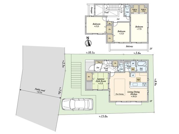 黒須田 新築戸建 1号棟 間取図(平面図) 黒須田 新築戸建 1号棟 間取図(平面図)