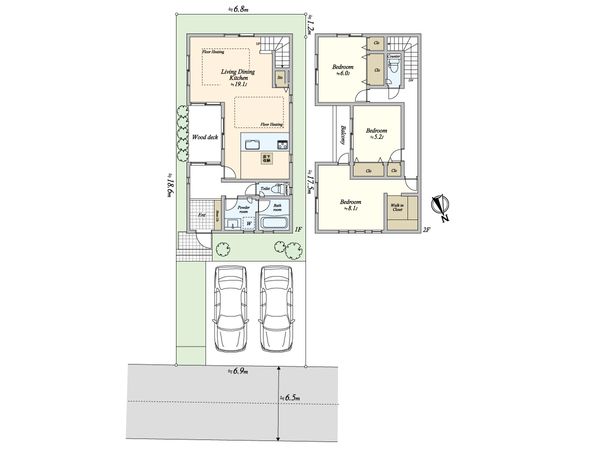 荏田西2丁目 新築戸建 1号棟 間取図(平面図) 荏田西2丁目 新築戸建 1号棟 間取図(平面図)