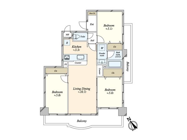 リベラル市が尾 間取図(平面図)