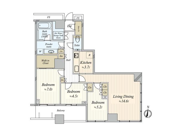 勝どきザ・タワー 間取図(平面図)