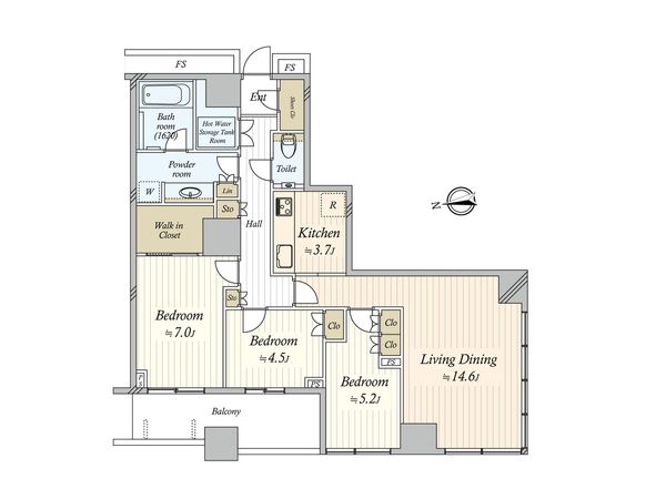 勝どきザ・タワー 間取図(平面図)