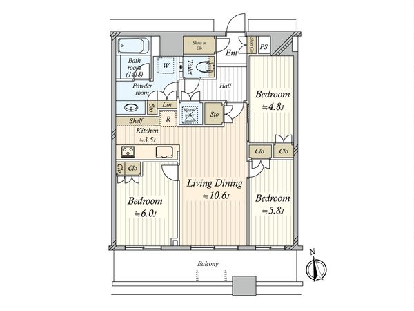 勝どきザ・タワー 間取図(平面図)