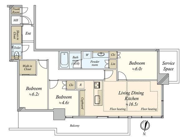 パークタワー晴海 間取図(平面図)