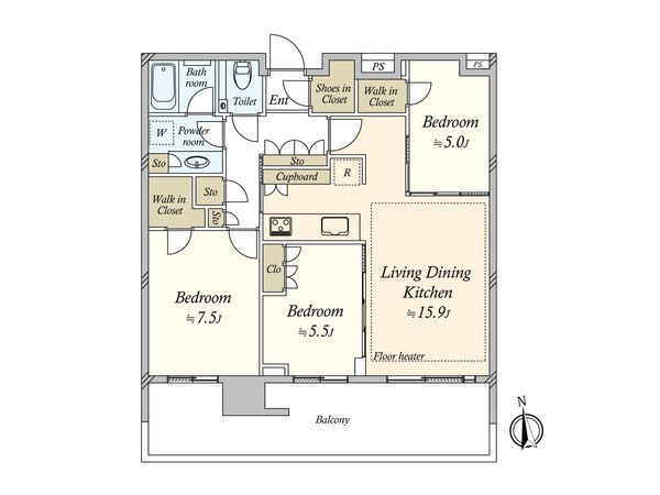 HARUMI FLAG PARK VILLAGE T棟 間取図(平面図) HARUMI FLAG PARK VILLAGE T棟 間取図(平面図)