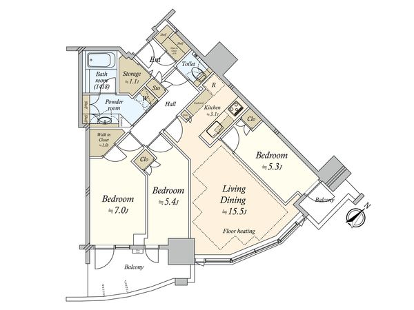 THE TOYOMI TOWER MARINE&SKY 西ウイング 間取図(平面図)