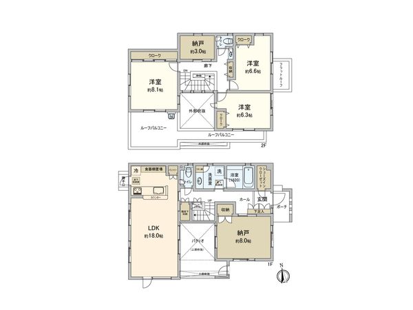 柏市正連寺 戸建 間取図(平面図) 柏市正連寺 戸建 間取図(平面図)