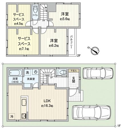 柏市松葉町7丁目 新築戸建(1号棟) 間取図(平面図) 柏市松葉町7丁目 新築戸建(1号棟) 間取図(平面図)