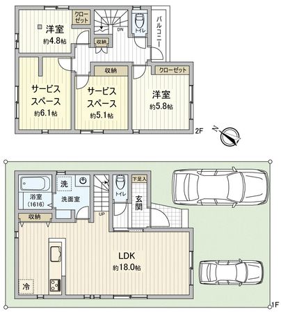 柏市松葉町7丁目 新築戸建(2号棟) 間取図(平面図) 柏市松葉町7丁目 新築戸建(2号棟) 間取図(平面図)