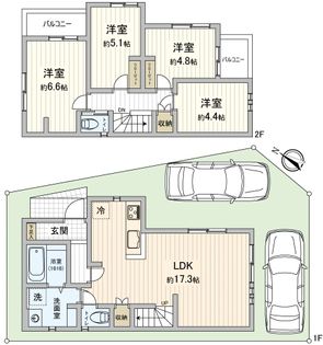 柏市松葉町7丁目 新築戸建(3号棟) 間取図(平面図)