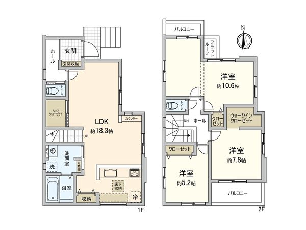 流山市松ケ丘4丁目 新築戸建 間取図(平面図) 流山市松ケ丘4丁目 新築戸建 間取図(平面図)