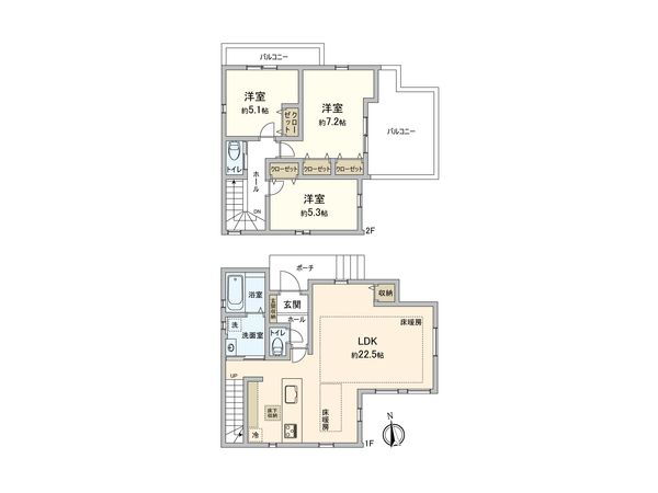 柏市柏の葉2丁目 新築戸建 1号棟 間取図(平面図) 柏市柏の葉2丁目 新築戸建 1号棟 間取図(平面図)