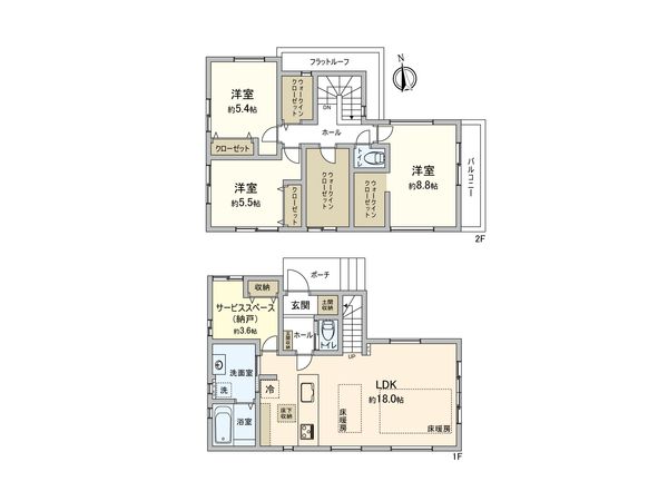 柏市柏の葉2丁目 新築戸建 2号棟 間取図(平面図) 柏市柏の葉2丁目 新築戸建 2号棟 間取図(平面図)