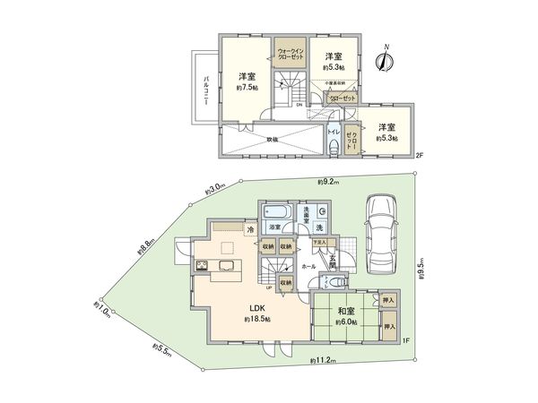 柏市大室 戸建 間取図(平面図) 柏市大室 戸建 間取図(平面図)