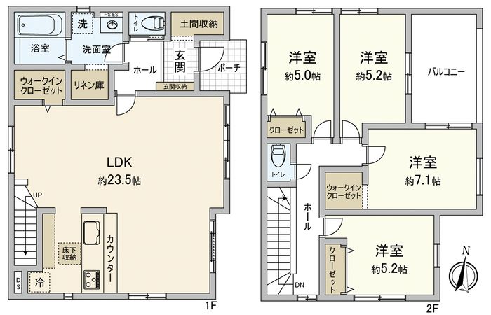流山市大字北 新築戸建 間取図(平面図) 流山市大字北 新築戸建 間取図(平面図)