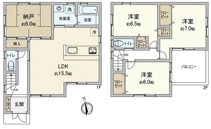 柏市柏の葉2丁目 戸建 間取図(平面図) 間取図(平面図)