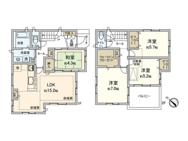 柏市若柴 戸建 間取図(平面図)