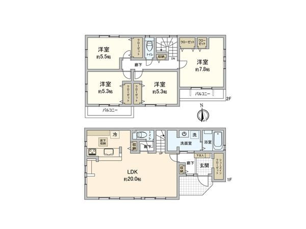 港南区芹が谷1丁目 新築戸建 間取図(平面図) 港南区芹が谷1丁目 新築戸建 間取図(平面図)