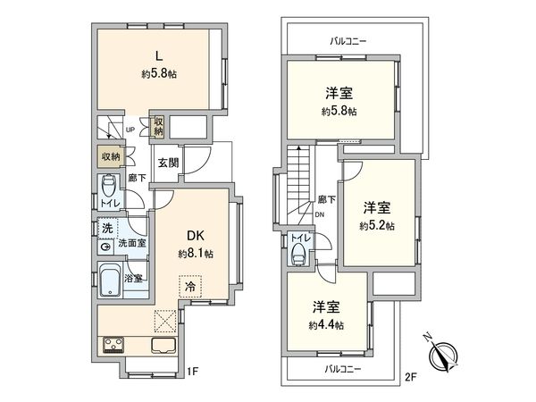 港南区日野4丁目 戸建 間取図(平面図)