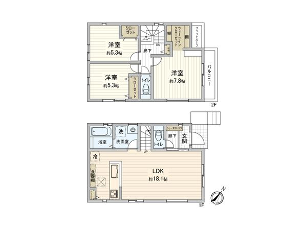 港南区笹下6丁目 新築戸建 4号棟 間取図(平面図) 港南区笹下6丁目 新築戸建 4号棟 間取図(平面図)