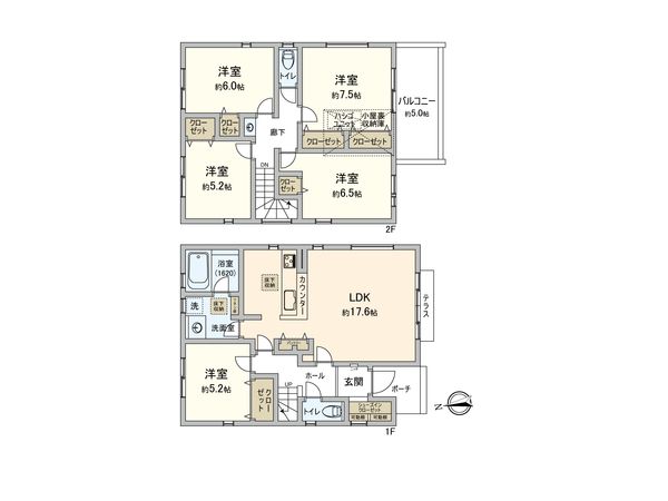南区六ツ川1丁目 新築戸建1号棟 間取図(平面図) 南区六ツ川1丁目 新築戸建1号棟 間取図(平面図)