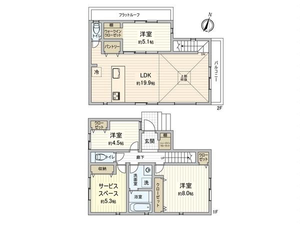 港南区笹下3丁目 新築戸建 2号棟 間取図(平面図)