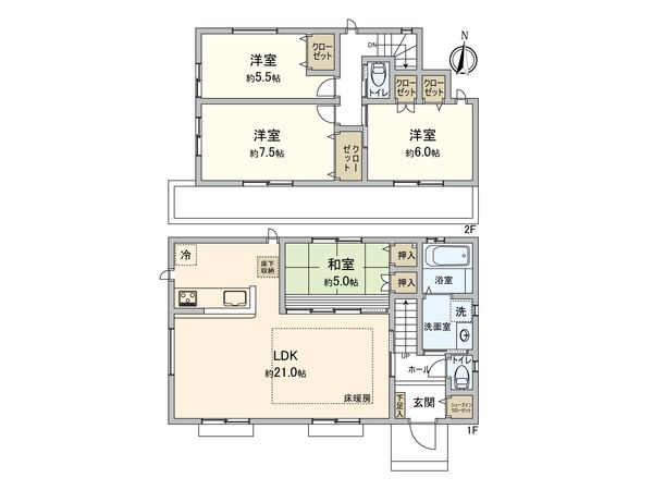 磯子区栗木1丁目 新築戸建 間取図(平面図) 磯子区栗木1丁目 新築戸建 間取図(平面図)