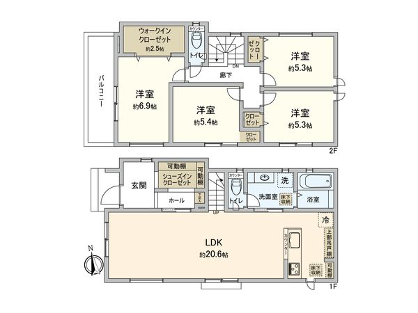 港南区上永谷3丁目 新築戸建 A号棟 間取図(平面図) 港南区上永谷3丁目 新築戸建 A号棟 間取図(平面図)